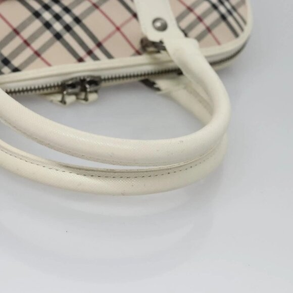 BURBERRY Nova Check Hand Bag Canvas Beige White Auth EC813 - Picture 8 of 16